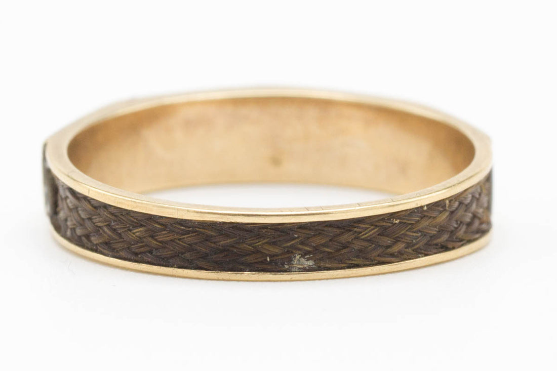 Antique Memorial Gold & Woven Hair Ring-Antique rings-The Antique Ring Shop, Amsterdam