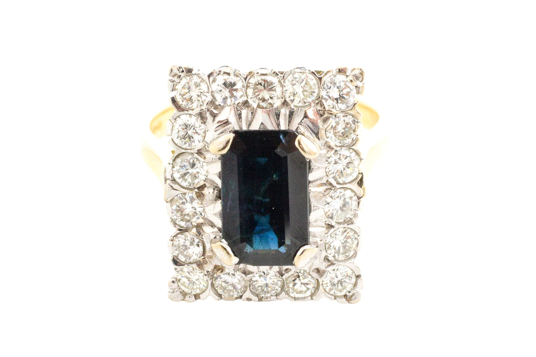 Vintage 18 carat gold sapphire and diamond ring-The Antique Ring Shop
