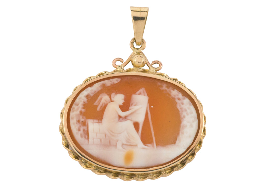 Cameo pendant in 14 carat gold-cameo-The Antique Ring Shop