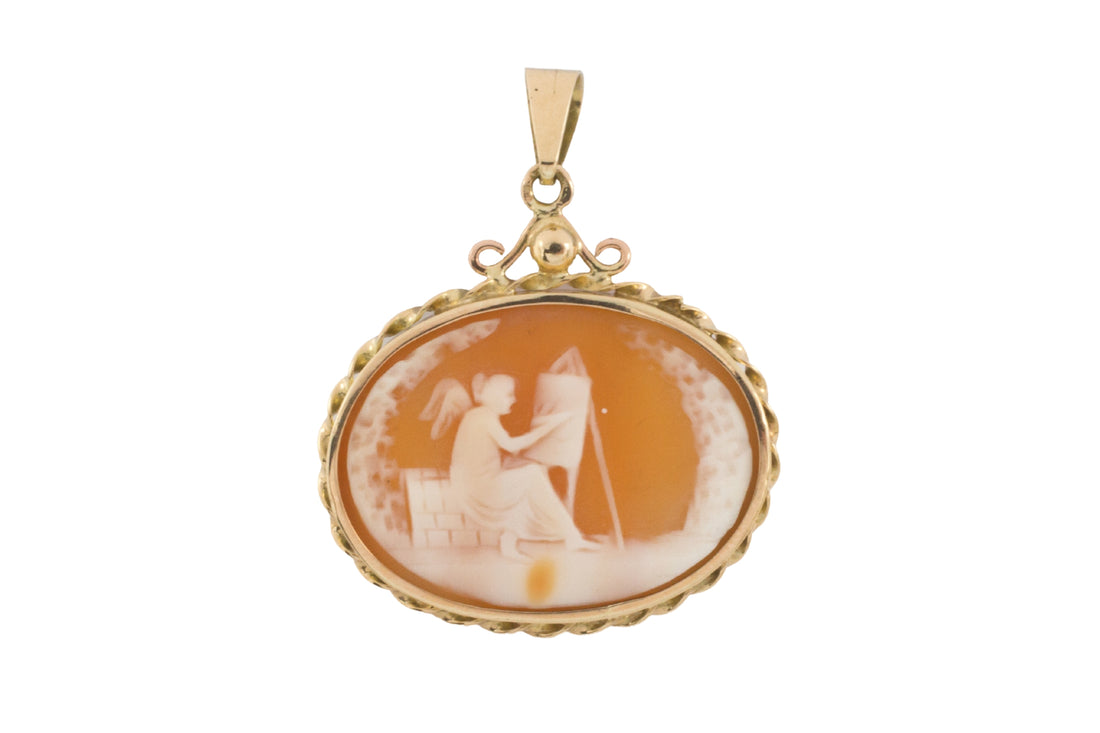 Cameo pendant in 14 carat gold-cameo-The Antique Ring Shop