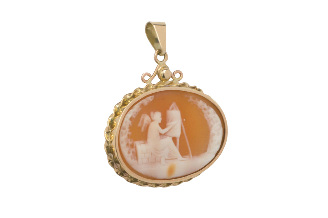 Cameo pendant in 14 carat gold-cameo-The Antique Ring Shop