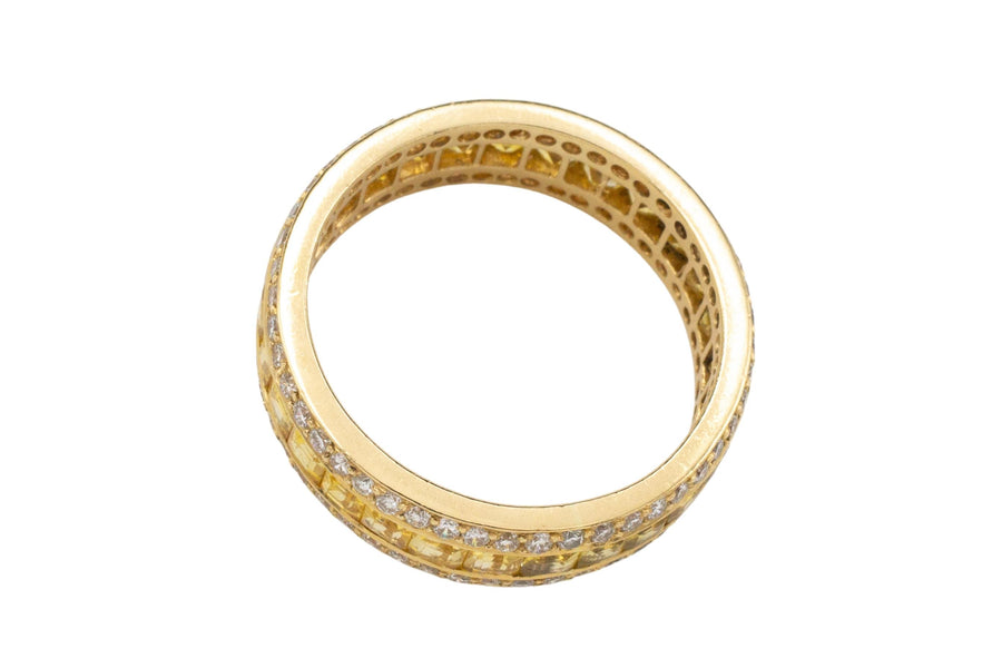 Gold eternity band with diamonds and citrine-Vintage & retro rings-The Antique Ring Shop