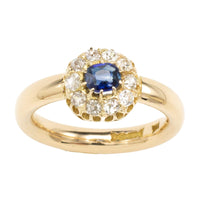 18 carat gold sapphire and diamond cluster ring-Antique rings-The Antique Ring Shop