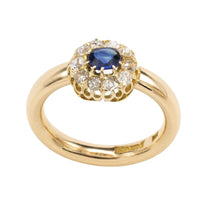 18 carat gold sapphire and diamond cluster ring-Antique rings-The Antique Ring Shop