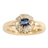 18 carat gold sapphire and diamond cluster ring-Antique rings-The Antique Ring Shop