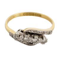 Vintage 18 carat gold diamond swirl ring-Vintage & retro rings-The Antique Ring Shop