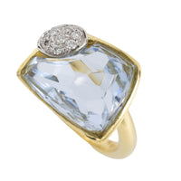 Aquamarine and diamond ring in 18 carat gold-Vintage & retro rings-The Antique Ring Shop