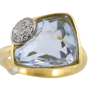 Aquamarine and diamond ring in 18 carat gold-Vintage & retro rings-The Antique Ring Shop