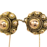A large pair of antique Dutch gold buttons-Brooches & Lapel Pins-The Antique Ring Shop