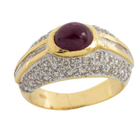 Cabochon ruby and diamond ring-Vintage & retro rings-The Antique Ring Shop