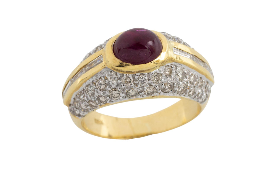 Cabochon ruby and diamond ring-Vintage & retro rings-The Antique Ring Shop