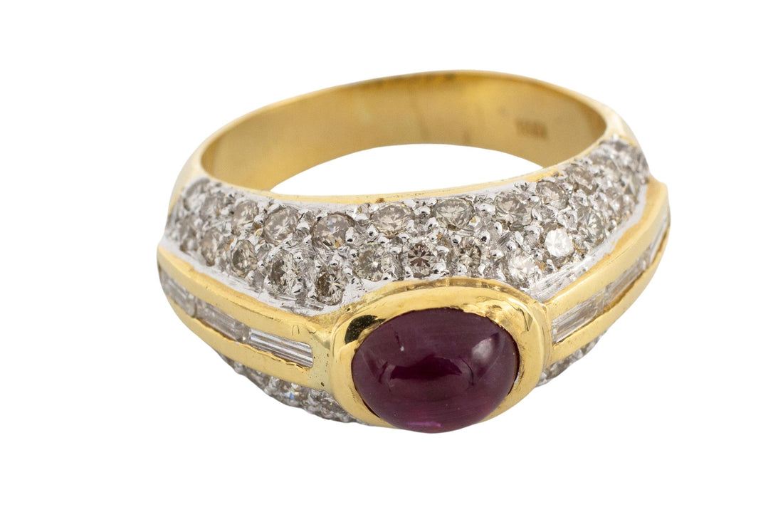 Cabochon ruby and diamond ring-Vintage & retro rings-The Antique Ring Shop