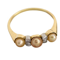 Vintage beige pearl and diamond ring-Vintage & retro rings-The Antique Ring Shop