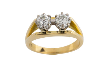 Vintage double diamond ring in 18 carat gold-Vintage & retro rings-The Antique Ring Shop