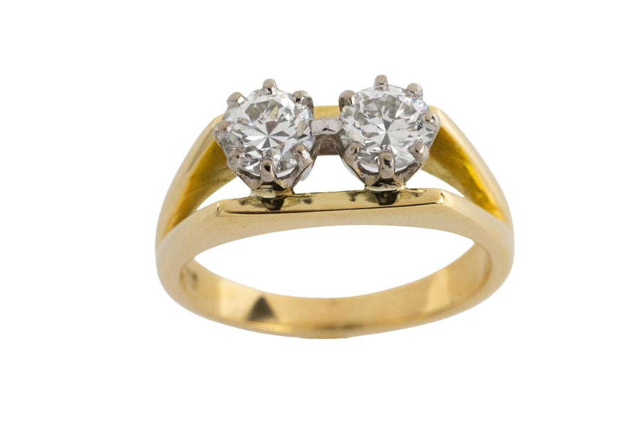 Vintage double diamond ring in 18 carat gold-Vintage & retro rings-The Antique Ring Shop
