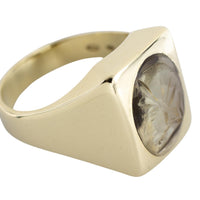 14 carat gold signet ring with a rock crystal intaglio-Vintage & retro rings-The Antique Ring Shop