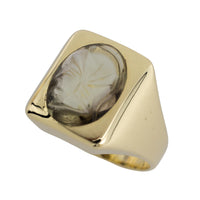 14 carat gold signet ring with a rock crystal intaglio-Vintage & retro rings-The Antique Ring Shop