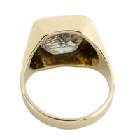 14 carat gold signet ring with a rock crystal intaglio-Vintage & retro rings-The Antique Ring Shop