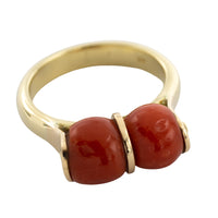 Two stone coral ring in 14 carat gold-Antique rings-The Antique Ring Shop