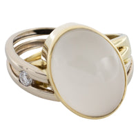 Moonstone and diamond ring in 14 carat gold-The Antique Ring Shop