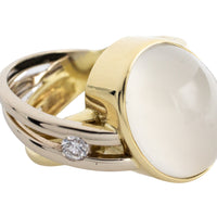 Moonstone and diamond ring in 14 carat gold-The Antique Ring Shop