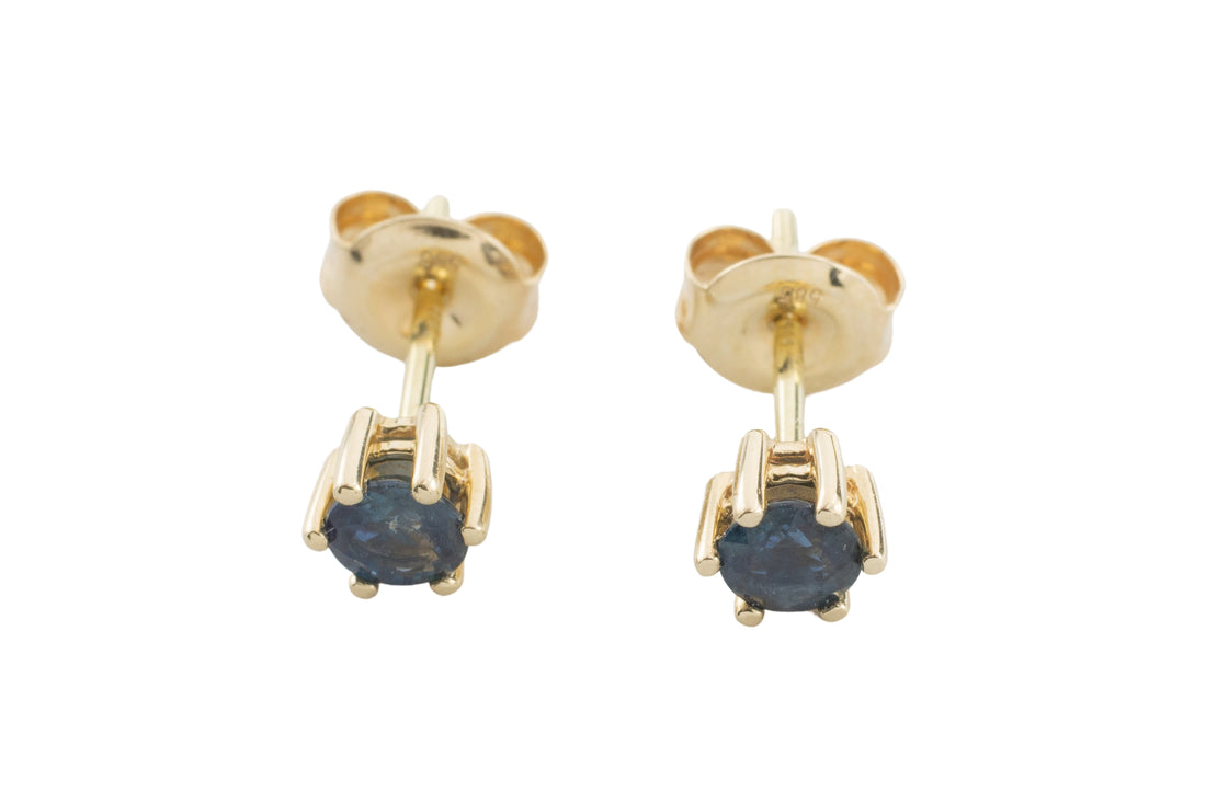 Sapphire studs in 14 carat gold-Earrings-The Antique Ring Shop