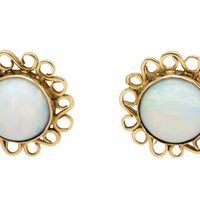 Cabochon opal earrings in 14 carat gold-Earrings-The Antique Ring Shop