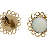 Cabochon opal earrings in 14 carat gold-Earrings-The Antique Ring Shop