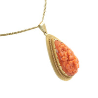 Carved coral pendant in 14 carat gold-Pendants-The Antique Ring Shop