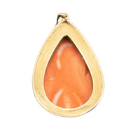 Carved coral pendant in 14 carat gold-Pendants-The Antique Ring Shop