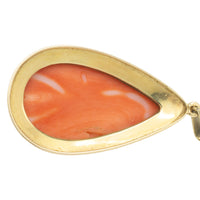 Carved coral pendant in 14 carat gold-Pendants-The Antique Ring Shop