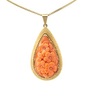 Carved coral pendant in 14 carat gold-Pendants-The Antique Ring Shop