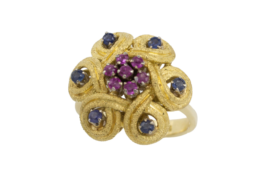Ruby and sapphire ring in 18 carat gold-Rings-The Antique Ring Shop