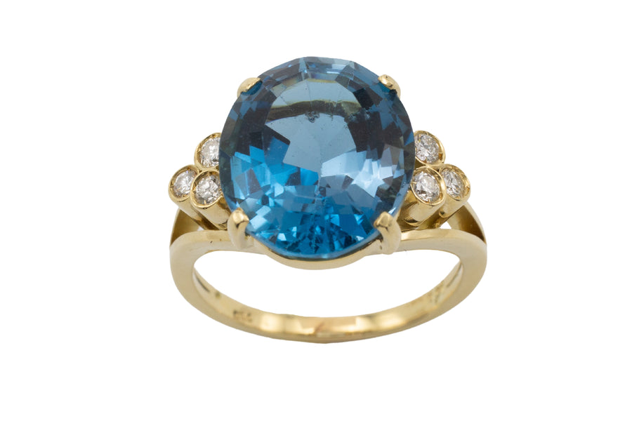 18 carat gold topaz and diamond ring-The Antique Ring Shop
