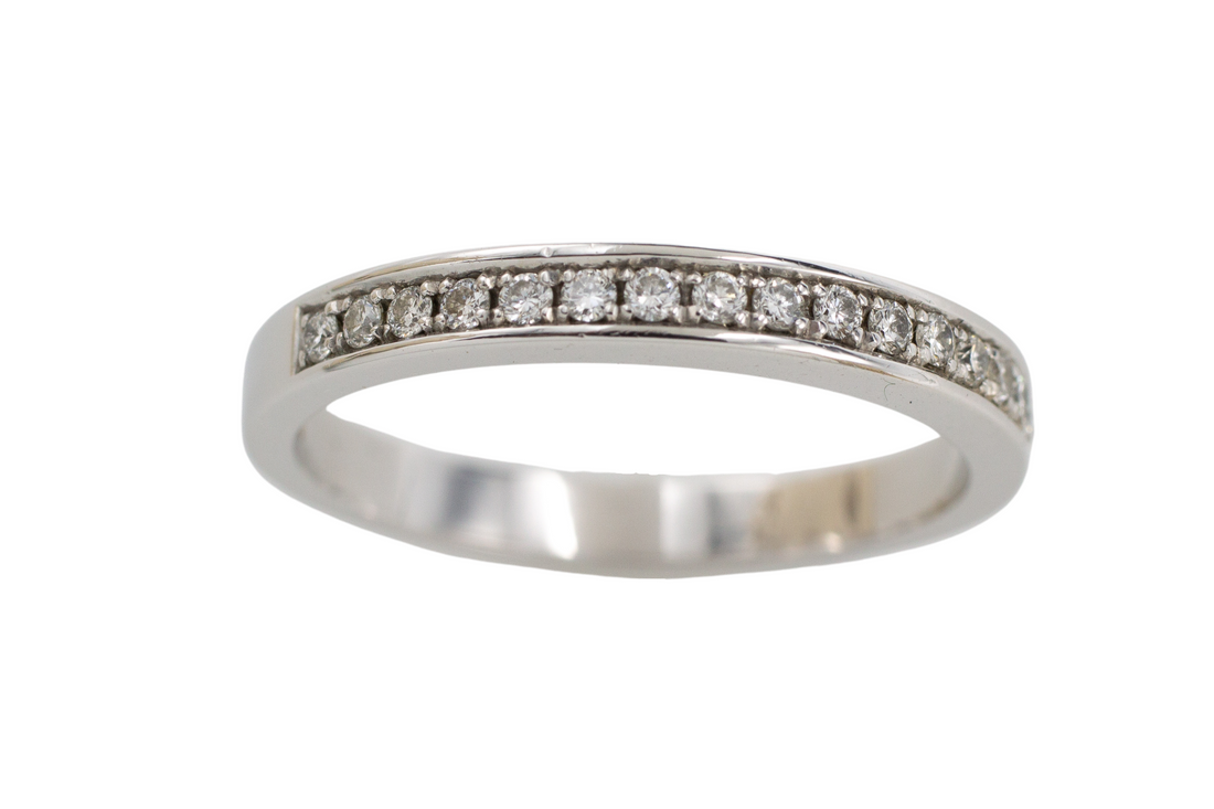 Brilliant cut diamond half eternity band-wedding rings-The Antique Ring Shop