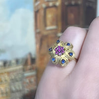 Ruby and sapphire ring in 18 carat gold-Rings-The Antique Ring Shop