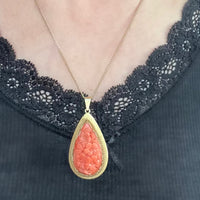 Carved coral pendant in 14 carat gold-Pendants-The Antique Ring Shop