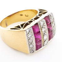 Vintage Art Deco style ring with synthetic rubies and diamonds-Vintage & retro rings-The Antique Ring Shop